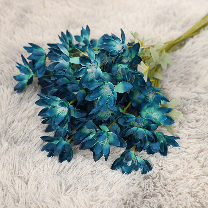 Ethereal Snow Lotus Stem, 24" Large Silk Flowers, 6-Head Faux Floral for Dreamy Wedding Bouquets, Centerpieces & Home Decor