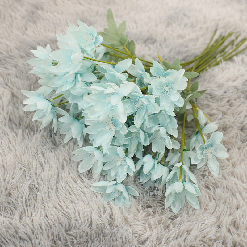 Ethereal Snow Lotus Stem, 24" Large Silk Flowers, 6-Head Faux Floral for Dreamy Wedding Bouquets, Centerpieces & Home Decor
