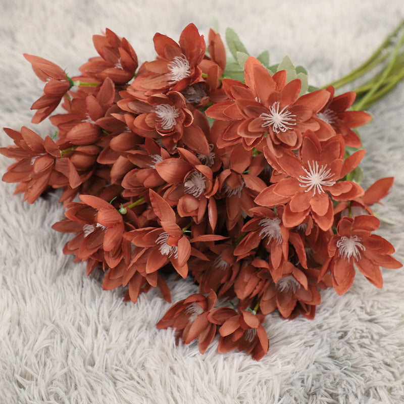 Ethereal Snow Lotus Stem, 24" Large Silk Flowers, 6-Head Faux Floral for Dreamy Wedding Bouquets, Centerpieces & Home Decor