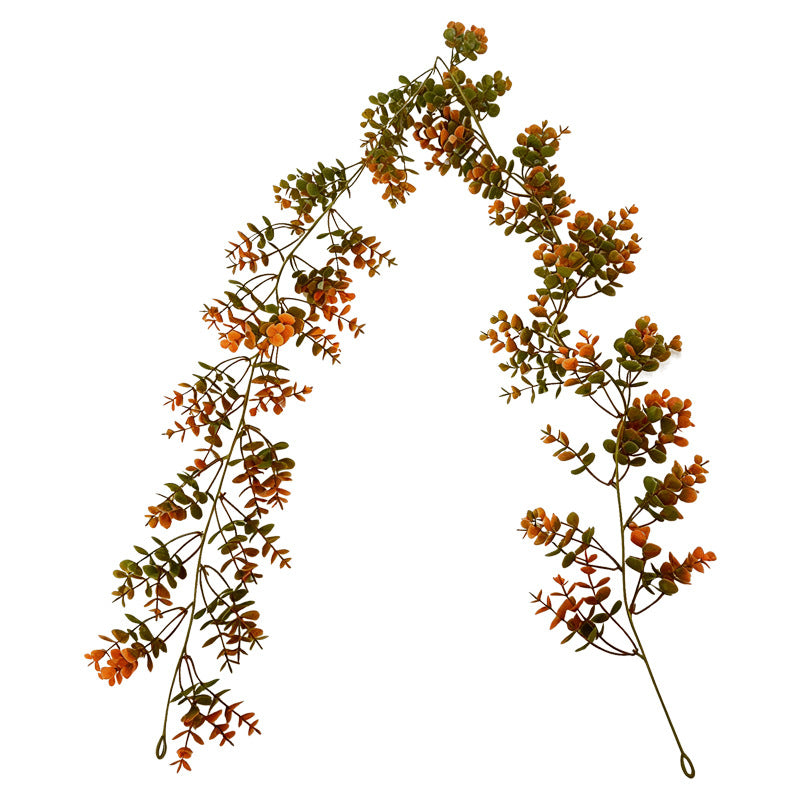 Autumn Eucalyptus & Money Leaf Garland, Realistic Harvest Foliage for Thanksgiving Table, Fall Wedding Arch, Fireplace Mantel Decor