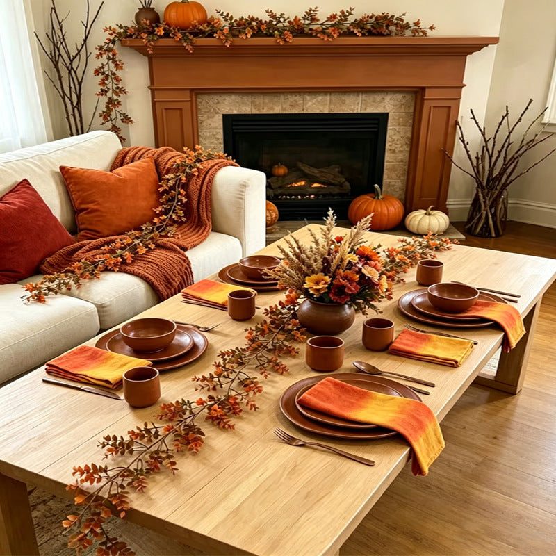 Autumn Eucalyptus & Money Leaf Garland, Realistic Harvest Foliage for Thanksgiving Table, Fall Wedding Arch, Fireplace Mantel Decor