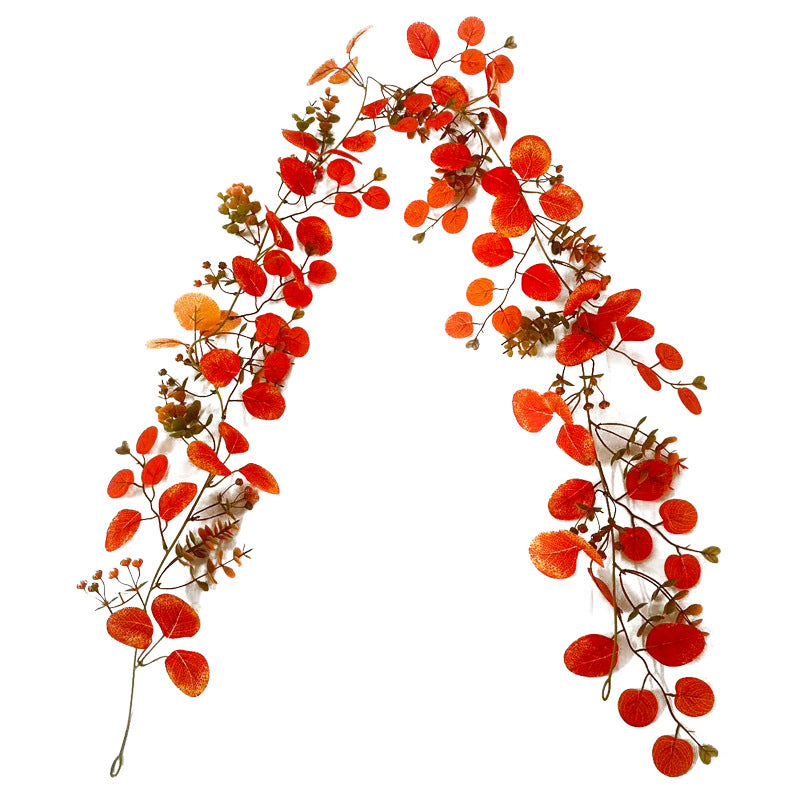 Autumn Eucalyptus & Money Leaf Garland, Realistic Harvest Foliage for Thanksgiving Table, Fall Wedding Arch, Fireplace Mantel Decor