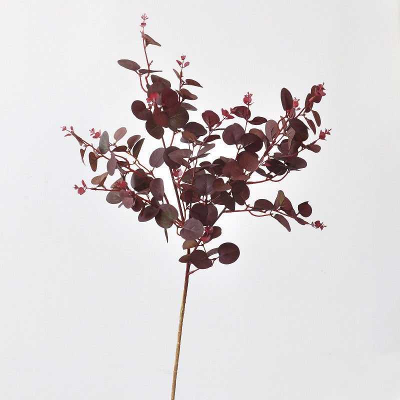 3-Pack Autumn Eucalyptus Stems, 30" Long Stem Faux Greenery in Burgundy Red, Realistic Leaves for Wedding Bouquets, Vase Filler, DIY Home Decor