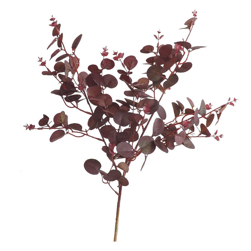 3-Pack Autumn Eucalyptus Stems, 30" Long Stem Faux Greenery in Burgundy Red, Realistic Leaves for Wedding Bouquets, Vase Filler, DIY Home Decor