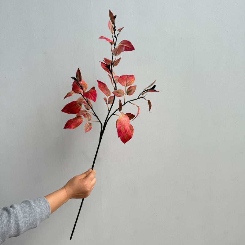 Golden Autumn Birch Branch, Set of 2, 33" Tall Faux Stems with Realistic Dried Leaves, Ethereal Vase Filler, Rustic Wedding Decor, Earthy Home Arrangement