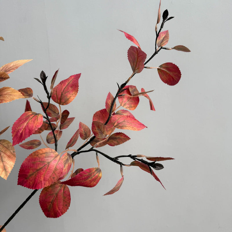 Golden Autumn Birch Branch, Set of 2, 33" Tall Faux Stems with Realistic Dried Leaves, Ethereal Vase Filler, Rustic Wedding Decor, Earthy Home Arrangement