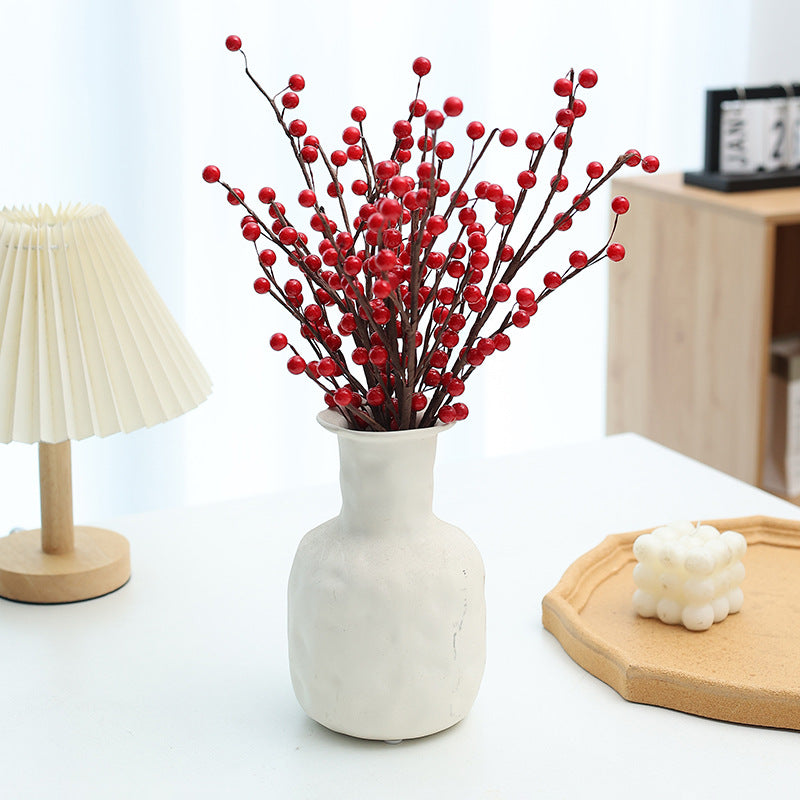 Artificial Red Berry Stems, 15-inch Realistic Holiday Berry Picks, Vibrant Faux Branches for DIY Wedding Bouquets, Vase Filler, Farmhouse Home & Christmas Decor