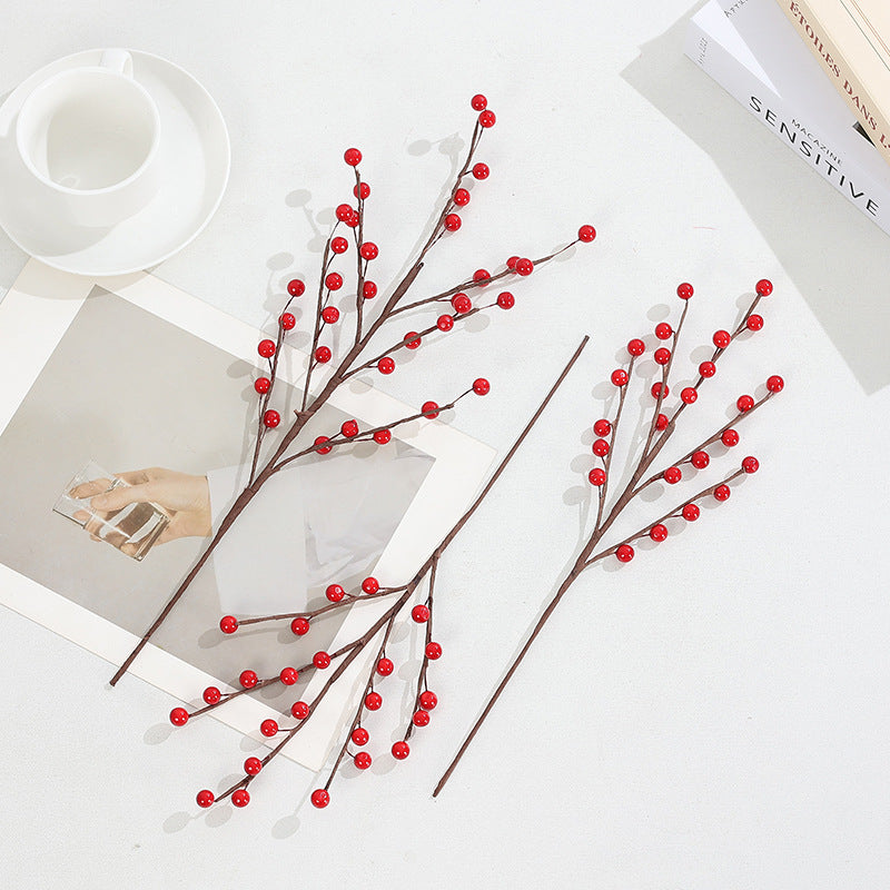 Artificial Red Berry Stems, 15-inch Realistic Holiday Berry Picks, Vibrant Faux Branches for DIY Wedding Bouquets, Vase Filler, Farmhouse Home & Christmas Decor