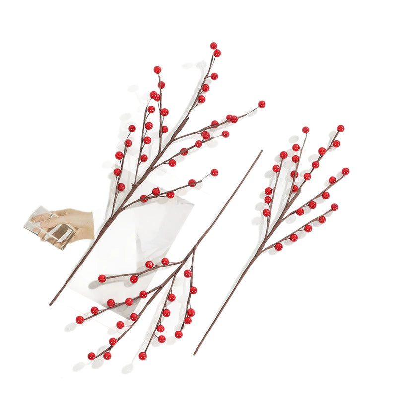 Artificial Red Berry Stems, 15-inch Realistic Holiday Berry Picks, Vibrant Faux Branches for DIY Wedding Bouquets, Vase Filler, Farmhouse Home & Christmas Decor