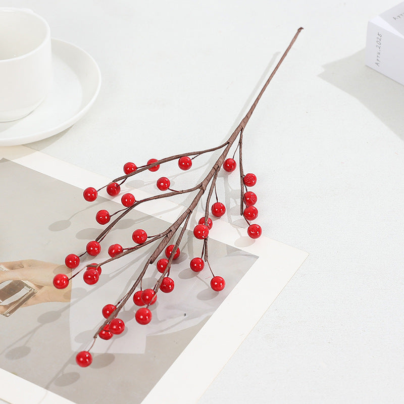 Artificial Red Berry Stems, 15-inch Realistic Holiday Berry Picks, Vibrant Faux Branches for DIY Wedding Bouquets, Vase Filler, Farmhouse Home & Christmas Decor
