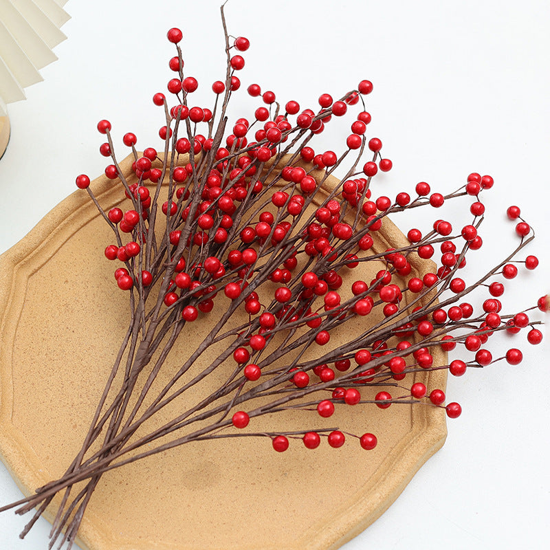 Artificial Red Berry Stems, 15-inch Realistic Holiday Berry Picks, Vibrant Faux Branches for DIY Wedding Bouquets, Vase Filler, Farmhouse Home & Christmas Decor