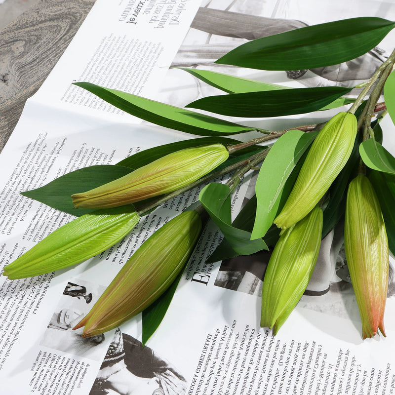 Real Touch Lily Stem, 37-Inch Tall Artificial Flower with 3 Buds, Realistic Faux Lilies for Wedding Bouquets, Tall Vase & Home Decor Arrangements