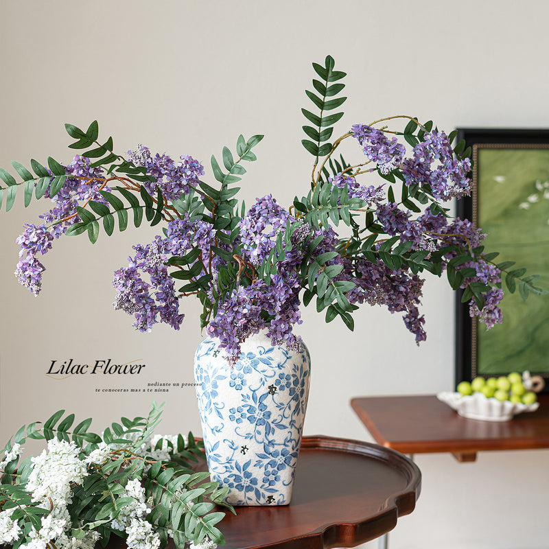Everlasting Lilac Branch, 36" Tall Realistic Faux Flower Stem, Long Artificial Spray for Vase, Spring Home Decor, DIY Wedding Arrangements