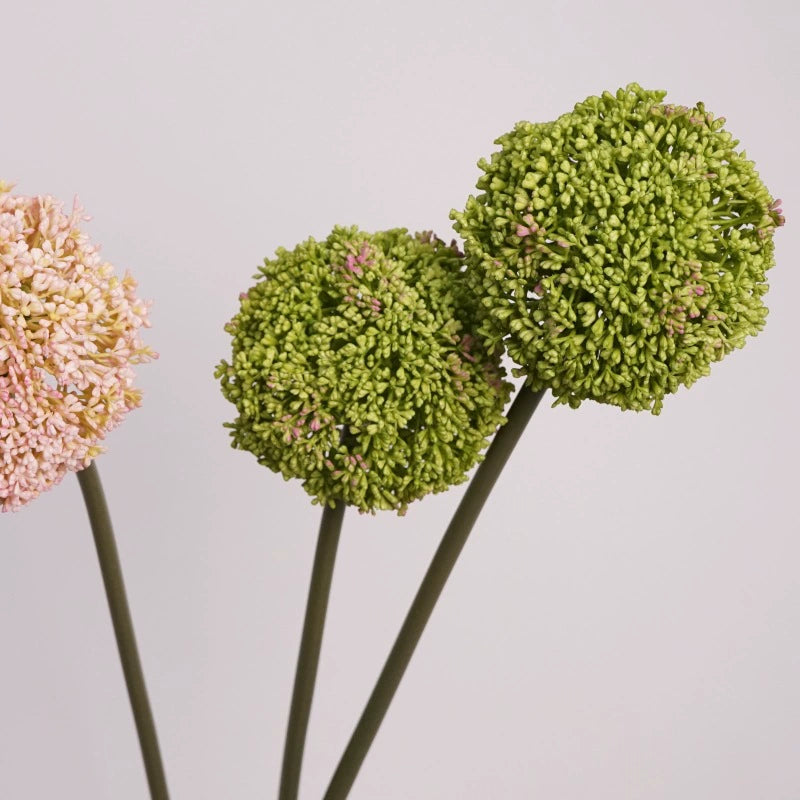 Whimsical Faux Allium Stem, 30" Tall Realistic Ball Flower, Designer Floral for DIY Wedding Centerpieces, Home Decor Vase Arrangements, Event Design