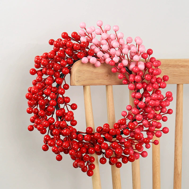Festive Red Berry Christmas Wreath, Lifelike Faux Holiday Wreath for Front Door, Rustic Winter Decor, Farmhouse & Wedding Accent