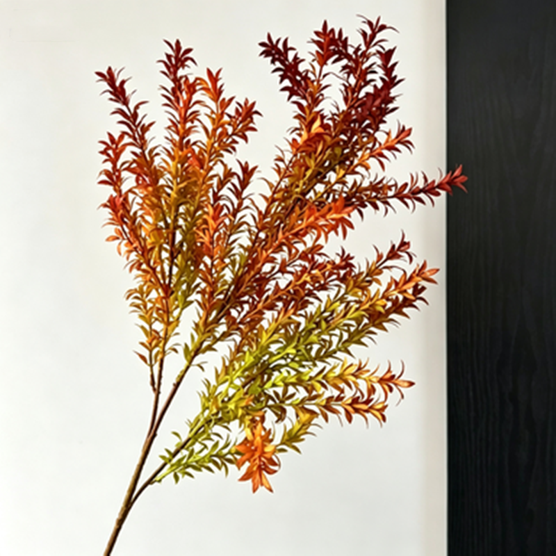 Set of 2 Golden Pine Grass Stems, 30" Tall Faux Autumn Foliage, Realistic Textural Sprays for Vase Filler, Wedding Arrangements & Home Decor