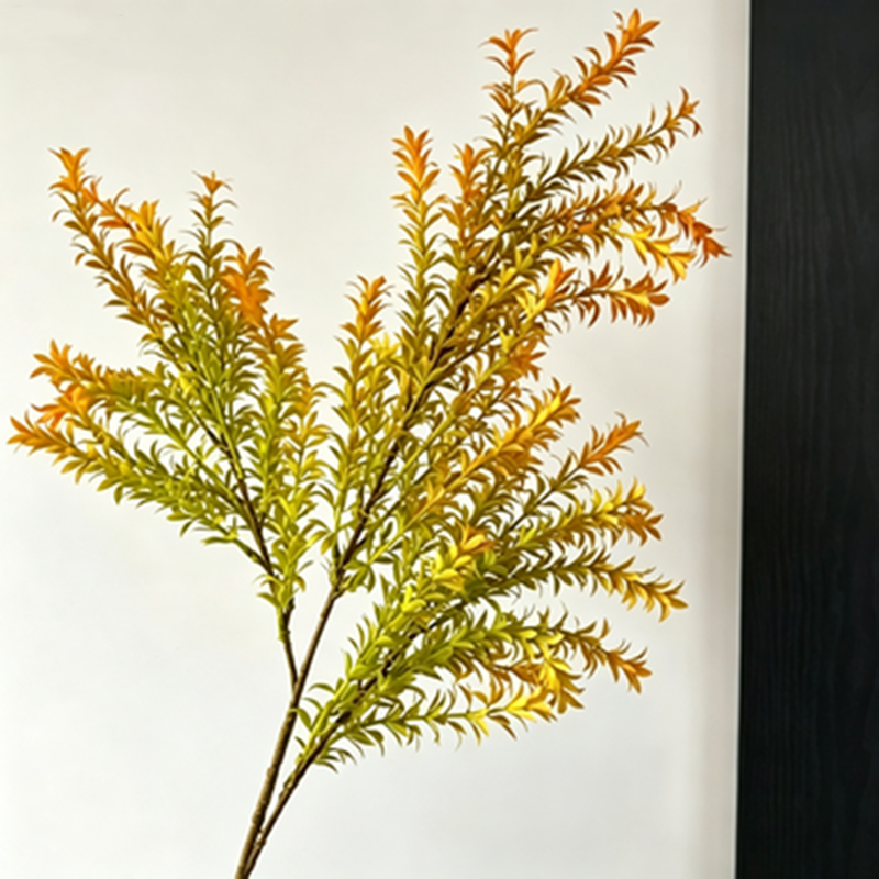 Set of 2 Golden Pine Grass Stems, 30" Tall Faux Autumn Foliage, Realistic Textural Sprays for Vase Filler, Wedding Arrangements & Home Decor