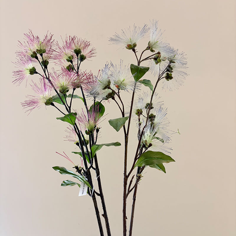 38" Faux Albizia Silk Tree Stem, Realistic Firework Bloom Spray, Tall Sculptural Flower for Wedding Decor, Vase Arrangements, DIY Floral