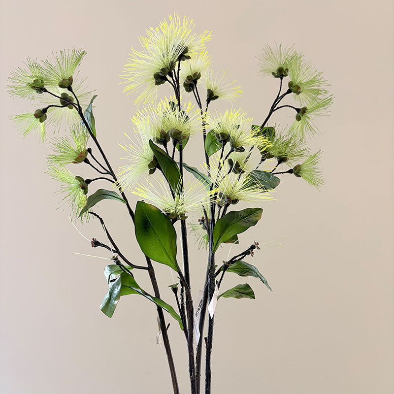 38" Faux Albizia Silk Tree Stem, Realistic Firework Bloom Spray, Tall Sculptural Flower for Wedding Decor, Vase Arrangements, DIY Floral