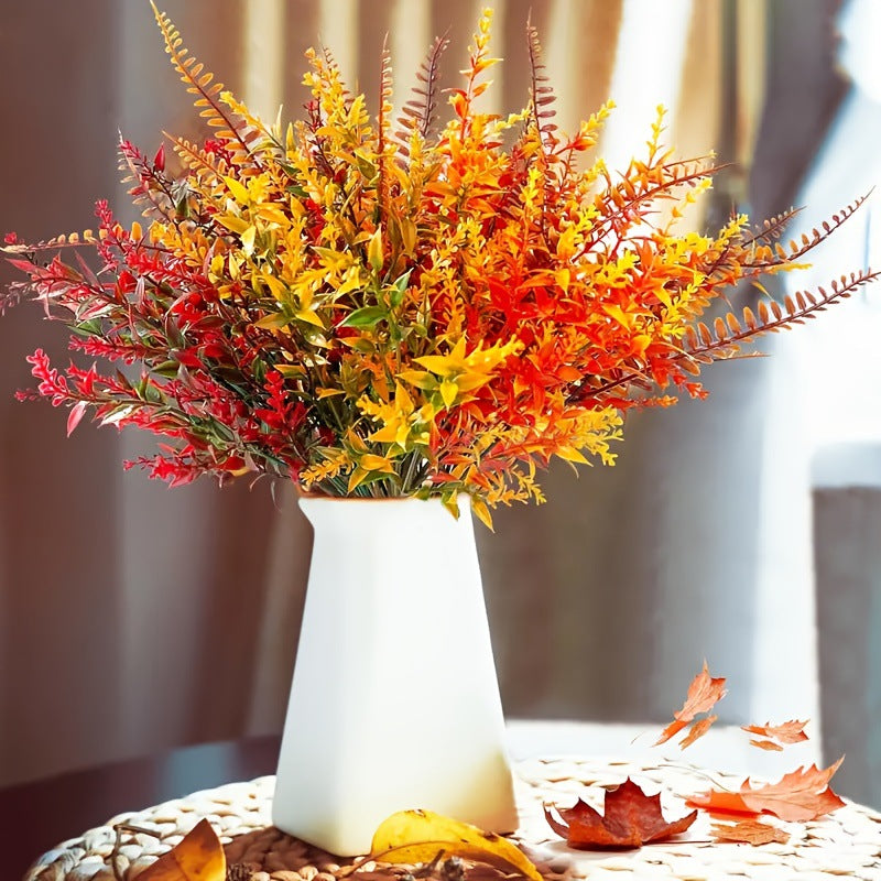 8-Pack Autumn Eucalyptus Stems, Realistic Faux Greenery in Rustic Burnt Orange for Fall Wedding Decor, DIY Bouquets, Home Centerpieces