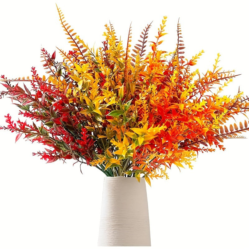 8-Pack Autumn Eucalyptus Stems, Realistic Faux Greenery in Rustic Burnt Orange for Fall Wedding Decor, DIY Bouquets, Home Centerpieces