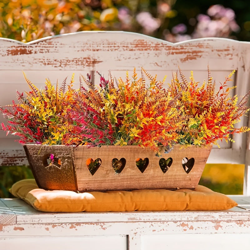 8-Pack Autumn Eucalyptus Stems, Realistic Faux Greenery in Rustic Burnt Orange for Fall Wedding Decor, DIY Bouquets, Home Centerpieces