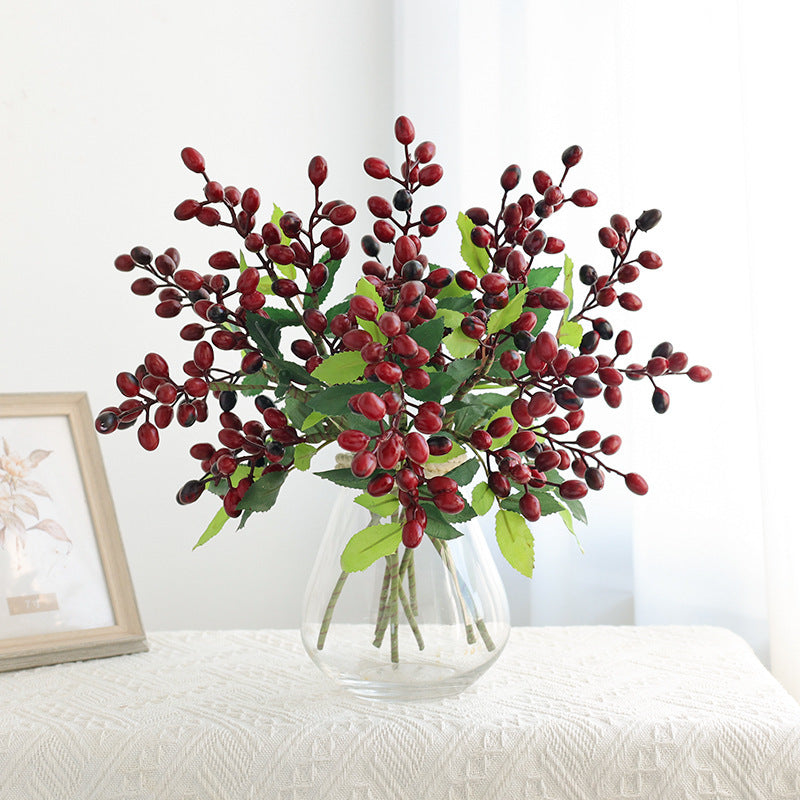 Faux Olive Stems with Berries (Set of 5), 14" Artificial Greenery Branches for Vase, Realistic Plant for DIY Wedding Decor, Farmhouse Home Accents
