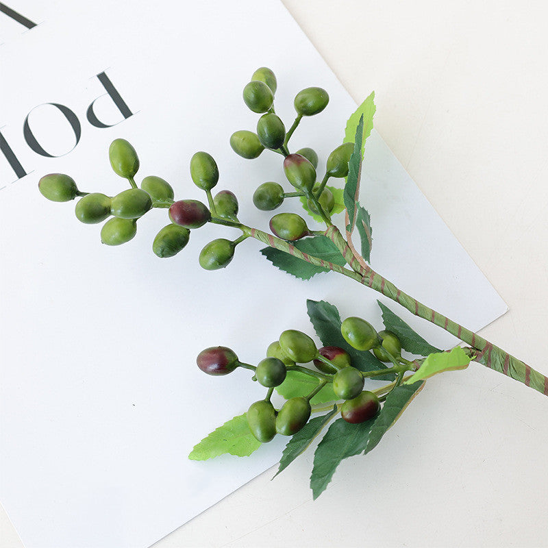 Faux Olive Stems with Berries (Set of 5), 14" Artificial Greenery Branches for Vase, Realistic Plant for DIY Wedding Decor, Farmhouse Home Accents
