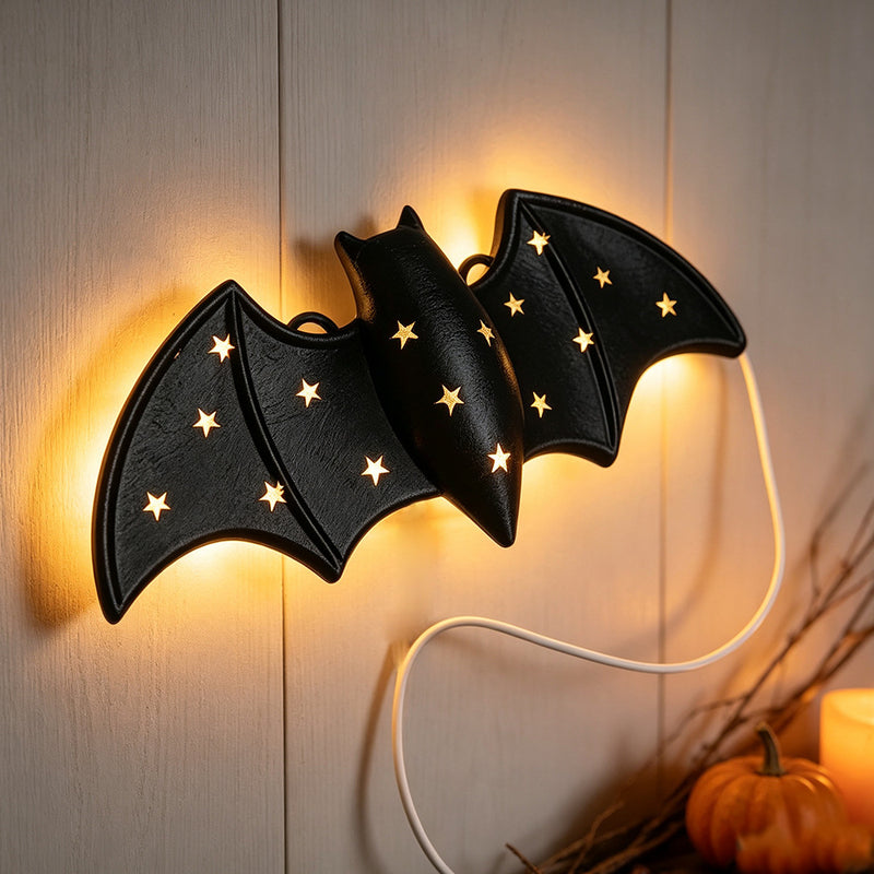 Halloween LED Bat Wall Decor, 4" Realistic Hanging Light, Perfect for Spooky Home Decor, Haunted House, Halloween Party, and Seasonal Celebrations