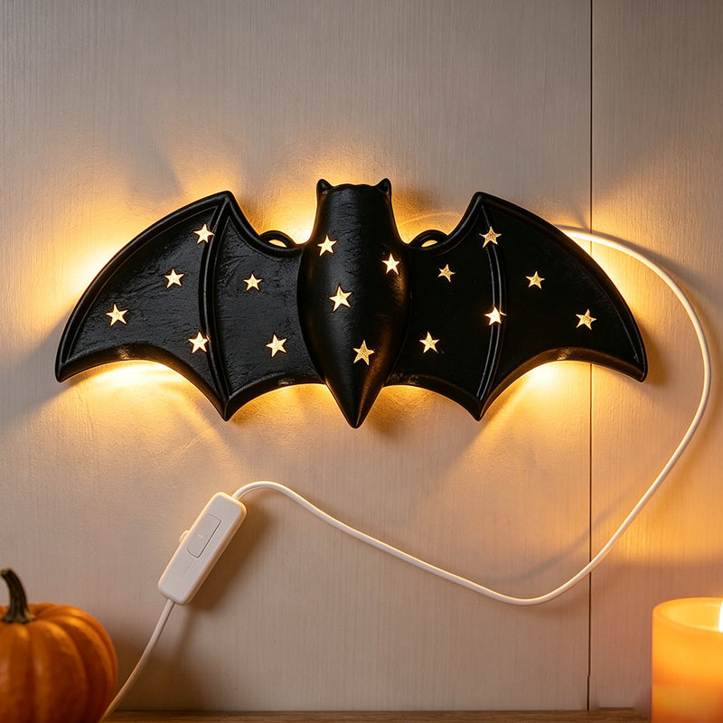 Halloween LED Bat Wall Decor, 4" Realistic Hanging Light, Perfect for Spooky Home Decor, Haunted House, Halloween Party, and Seasonal Celebrations