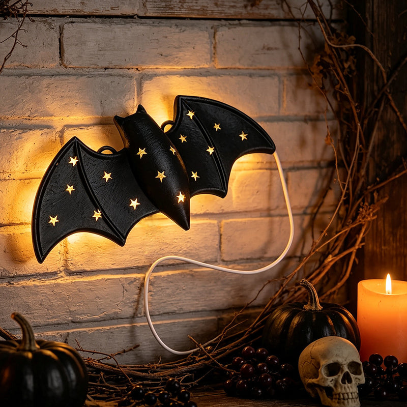 Halloween LED Bat Wall Decor, 4" Realistic Hanging Light, Perfect for Spooky Home Decor, Haunted House, Halloween Party, and Seasonal Celebrations