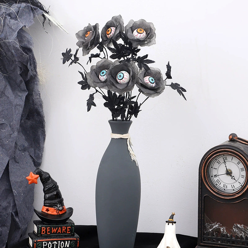 Gothic Eyeball Flower Stem, 20" Artificial Floral Pick for Halloween Decor, Spooky Bouquets, Dark Wedding Centerpieces & Vase Filler, Wholesale