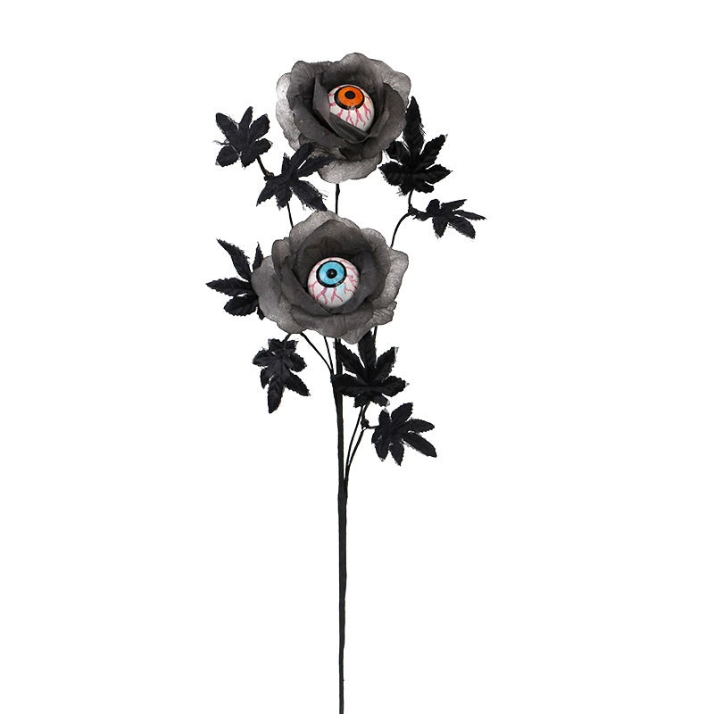 Gothic Eyeball Flower Stem, 20" Artificial Floral Pick for Halloween Decor, Spooky Bouquets, Dark Wedding Centerpieces & Vase Filler, Wholesale