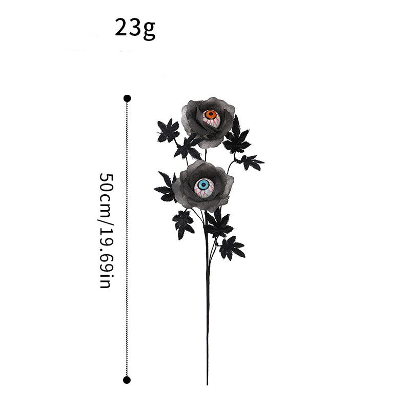 Gothic Eyeball Flower Stem, 20" Artificial Floral Pick for Halloween Decor, Spooky Bouquets, Dark Wedding Centerpieces & Vase Filler, Wholesale