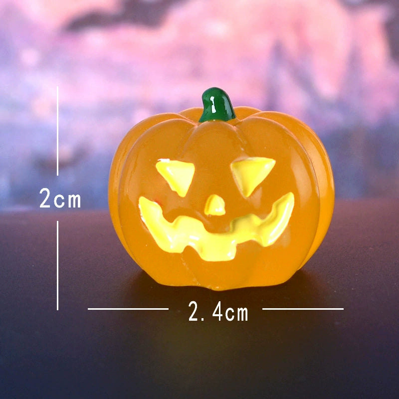 Glow in The Dark Halloween Miniatures, Set of 6 Ghost & Pumpkin Resin Figurines for Spooky DIY Crafts, Terrarium Decor, Weddings & Parties