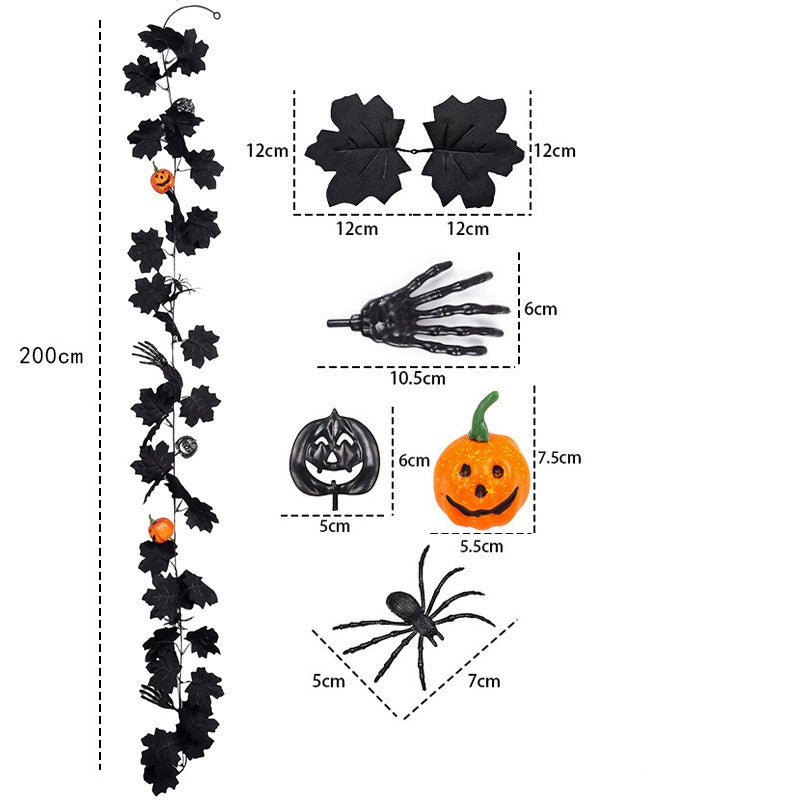 Halloween Garland 2-Pack, 79-Inch Realistic Pumpkin & Maple Leaf Vine, Spooky Jack-o'-Lantern Decor for Mantel, Thanksgiving & Fall Weddings