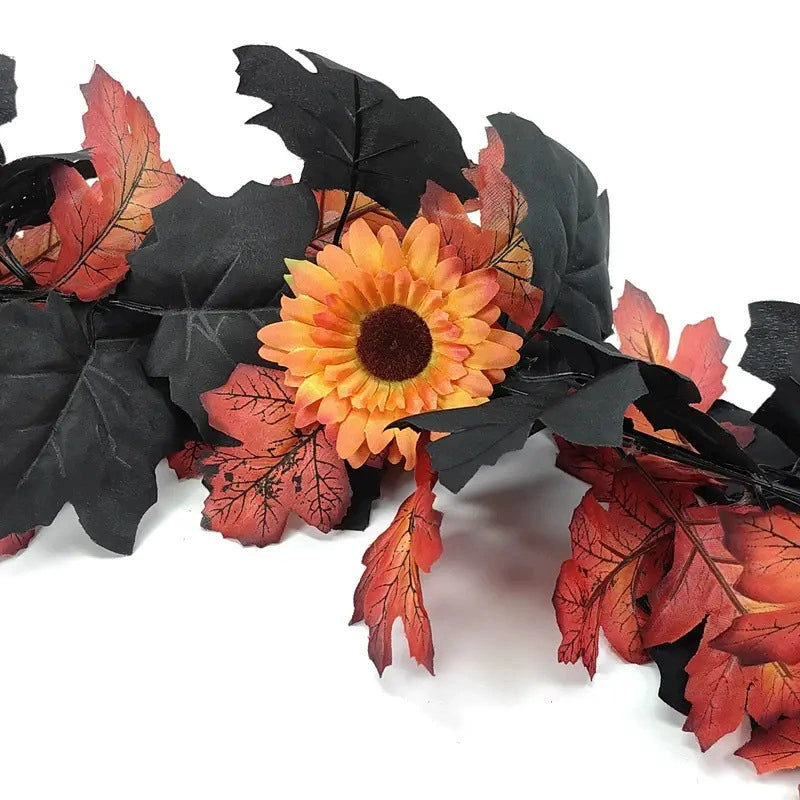 Halloween Garland 2-Pack, 79-Inch Realistic Pumpkin & Maple Leaf Vine, Spooky Jack-o'-Lantern Decor for Mantel, Thanksgiving & Fall Weddings