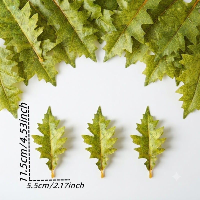 Realistic Oak Leaves, 50-Pack Bulk, 4.5" & 5.5" Faux Autumn Foliage for DIY Wedding Centerpieces, Fall Wreaths, Halloween Crafts, Home Decor