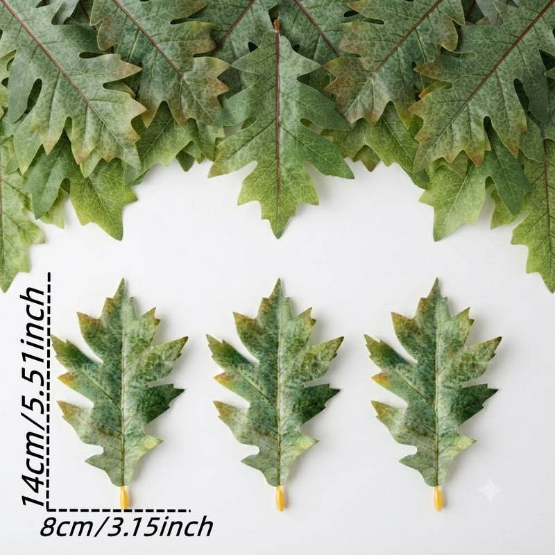 Realistic Oak Leaves, 50-Pack Bulk, 4.5" & 5.5" Faux Autumn Foliage for DIY Wedding Centerpieces, Fall Wreaths, Halloween Crafts, Home Decor
