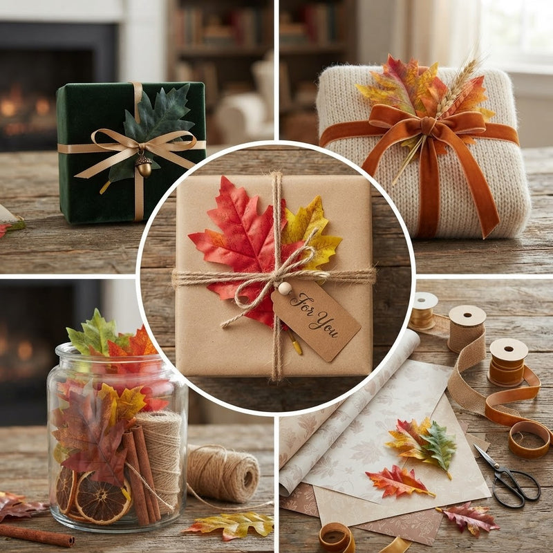 Realistic Oak Leaves, 50-Pack Bulk, 4.5" & 5.5" Faux Autumn Foliage for DIY Wedding Centerpieces, Fall Wreaths, Halloween Crafts, Home Decor