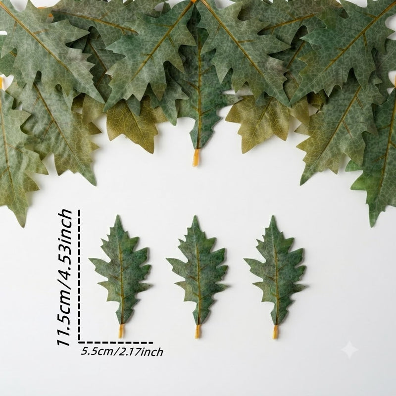 Realistic Oak Leaves, 50-Pack Bulk, 4.5" & 5.5" Faux Autumn Foliage for DIY Wedding Centerpieces, Fall Wreaths, Halloween Crafts, Home Decor