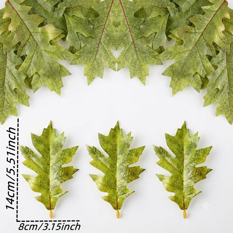 Realistic Oak Leaves, 50-Pack Bulk, 4.5" & 5.5" Faux Autumn Foliage for DIY Wedding Centerpieces, Fall Wreaths, Halloween Crafts, Home Decor