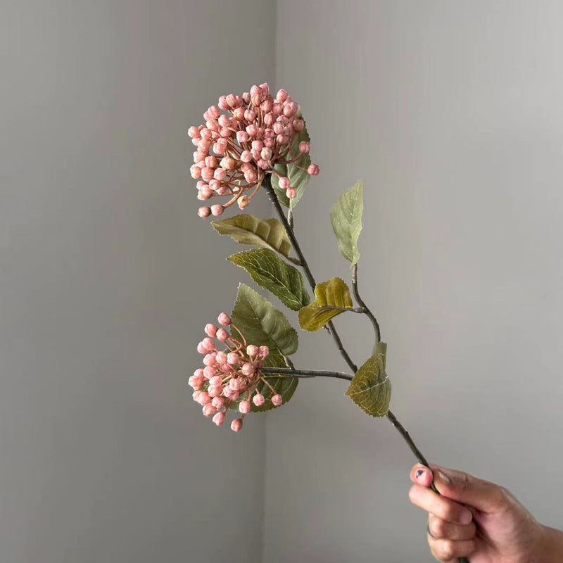 Autumn Color Hydrangea Faux Flowers with Blueberry Accents, 21" Real-Touch, Perfect for Home Decor, Weddings, Seasonal Arrangements