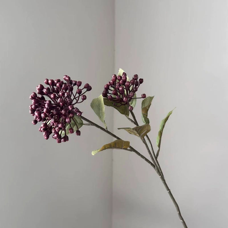 Autumn Color Hydrangea Faux Flowers with Blueberry Accents, 21" Real-Touch, Perfect for Home Decor, Weddings, Seasonal Arrangements