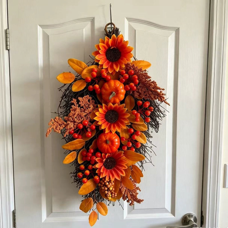 Thanksgiving Autumn Maple Leaf Pinecone Pumpkin Decor, 22" Real-Touch Fall Arrangement for Home, Wedding, Party, Harvest Festival