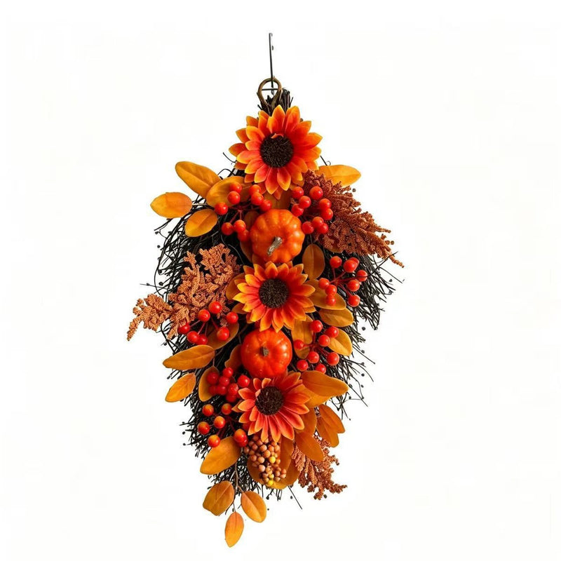 Thanksgiving Autumn Maple Leaf Pinecone Pumpkin Decor, 22" Real-Touch Fall Arrangement for Home, Wedding, Party, Harvest Festival