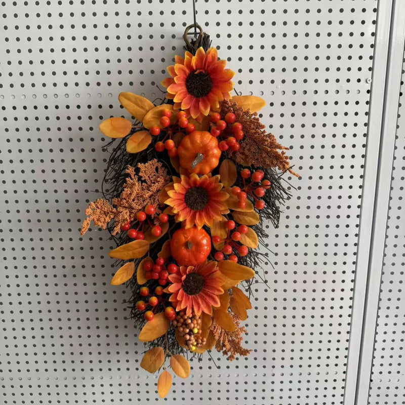 Thanksgiving Autumn Maple Leaf Pinecone Pumpkin Decor, 22" Real-Touch Fall Arrangement for Home, Wedding, Party, Harvest Festival