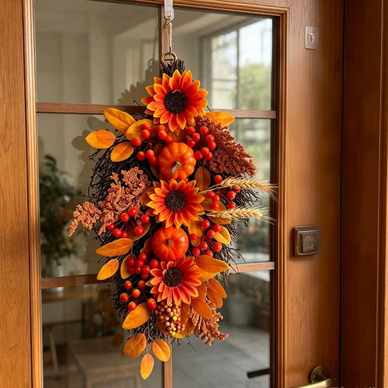 Thanksgiving Autumn Maple Leaf Pinecone Pumpkin Decor, 22" Real-Touch Fall Arrangement for Home, Wedding, Party, Harvest Festival
