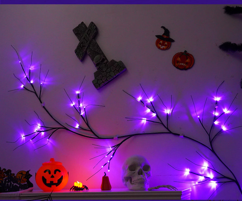 Halloween LED String Lights, 79" Creeping Ivy with Orange & Purple Glow, Perfect for Home Decor, Weddings, and Festive Celebrations