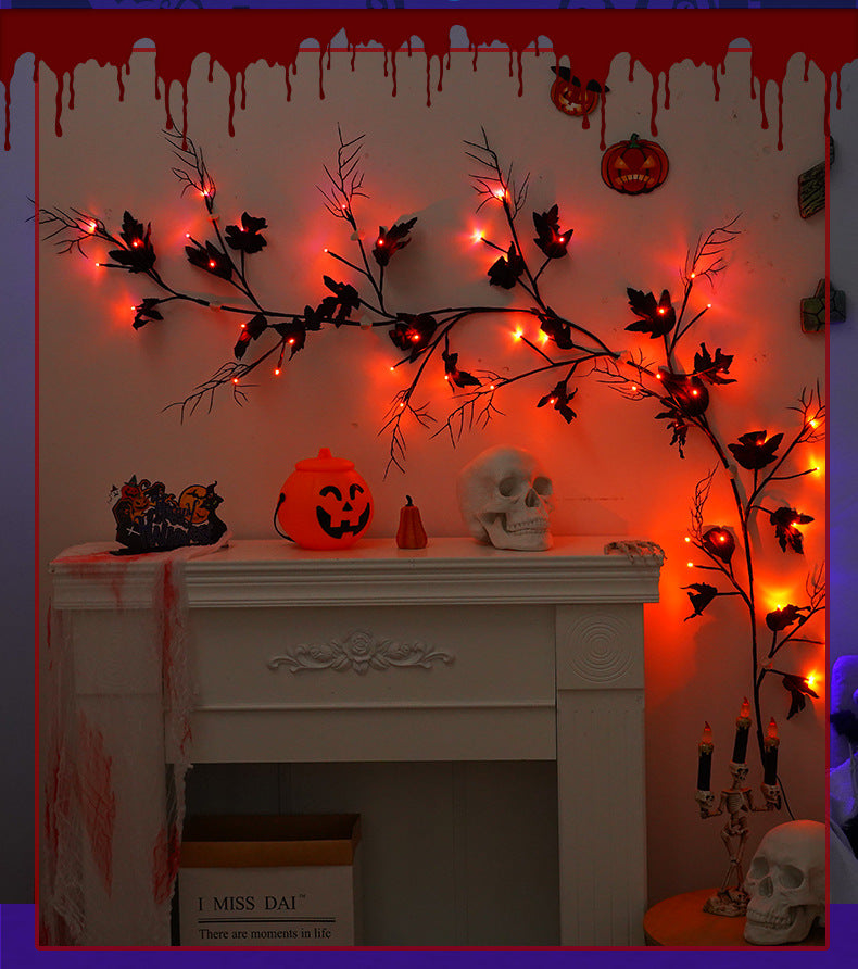Halloween LED String Lights, 79" Creeping Ivy with Orange & Purple Glow, Perfect for Home Decor, Weddings, and Festive Celebrations